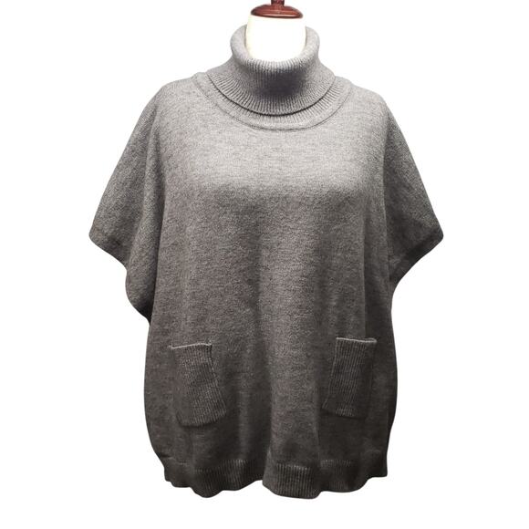 Loft Outlet Gray Sweater OS Kimono Sleeves Ribbed Hem Pockets Autumn Cozy - Picture 1 of 9